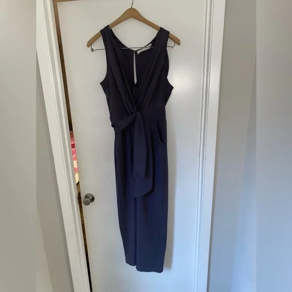 ASTR The Label Gray Knot Waist Tie Sleeveless Jumpsuit XL - Picture 3 of 7